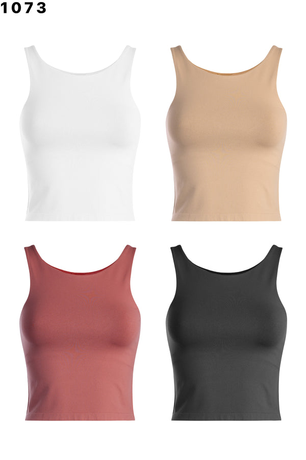 DOUBLE LAYER NO BINDING CROP TANK - One Size (3 Colors)