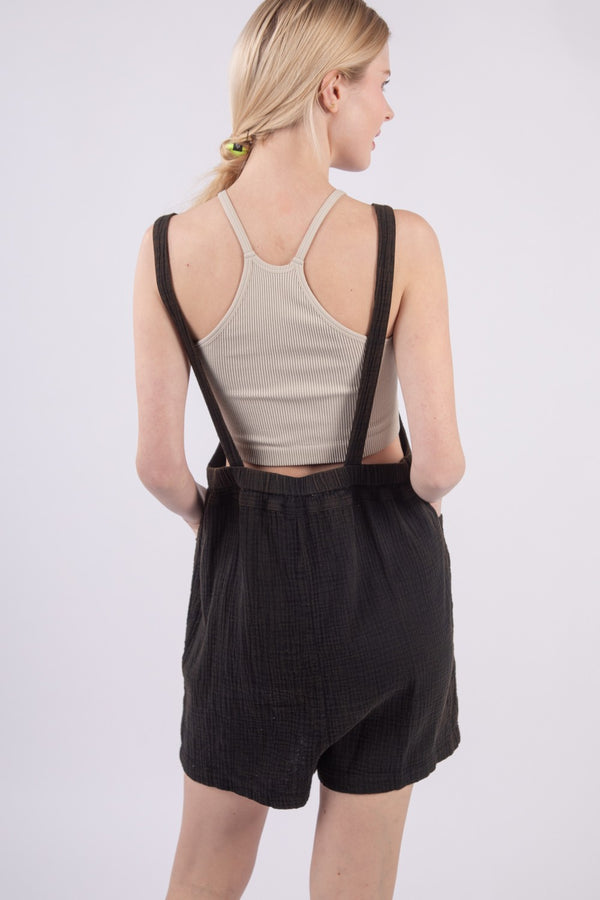 Mineral Washed Double Gauze Overall Romper