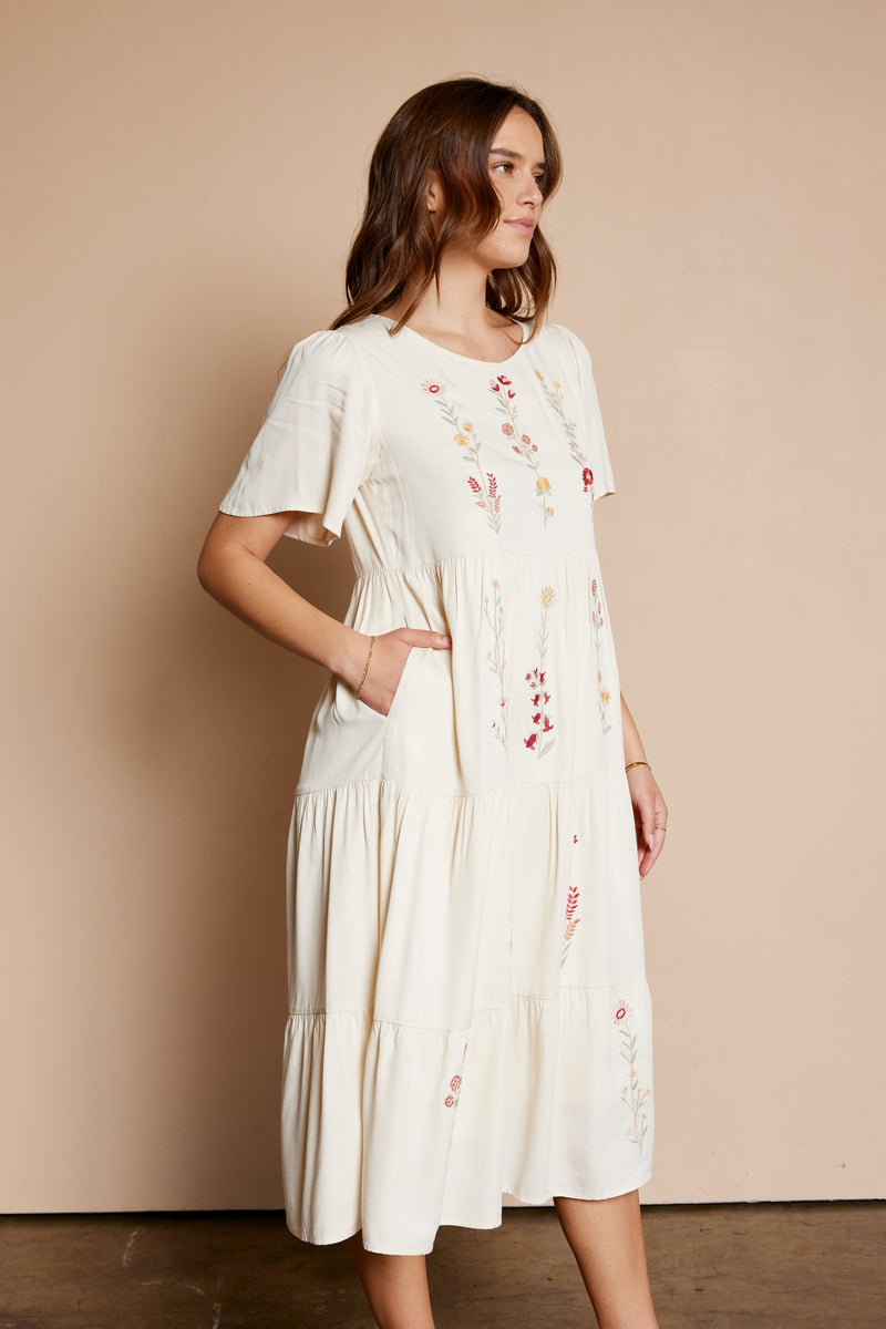 Embroidered Tiered Dress - PLUS Size