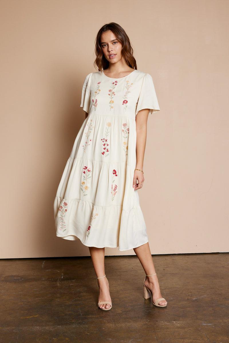 Embroidered Tiered Dress - PLUS Size- Final Sale