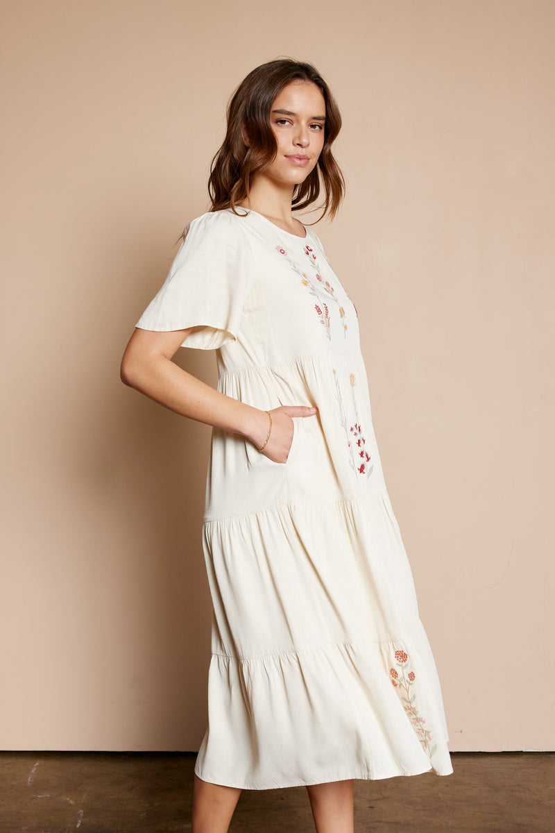 Embroidered Tiered Dress - PLUS Size