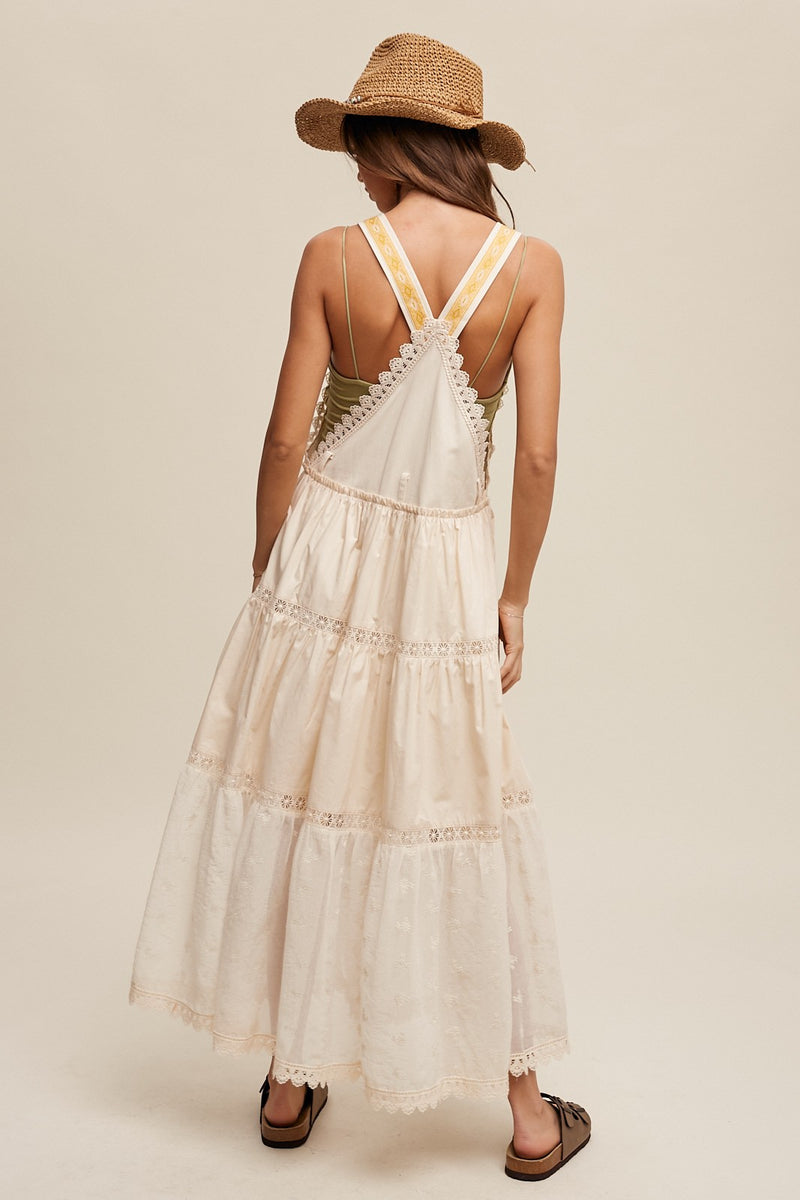 Laced and Tiered Romanctic Overall Maxi Dress (Skirtall)