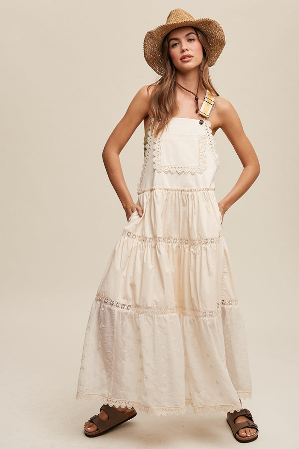 Laced and Tiered Romanctic Overall Maxi Dress (Skirtall)