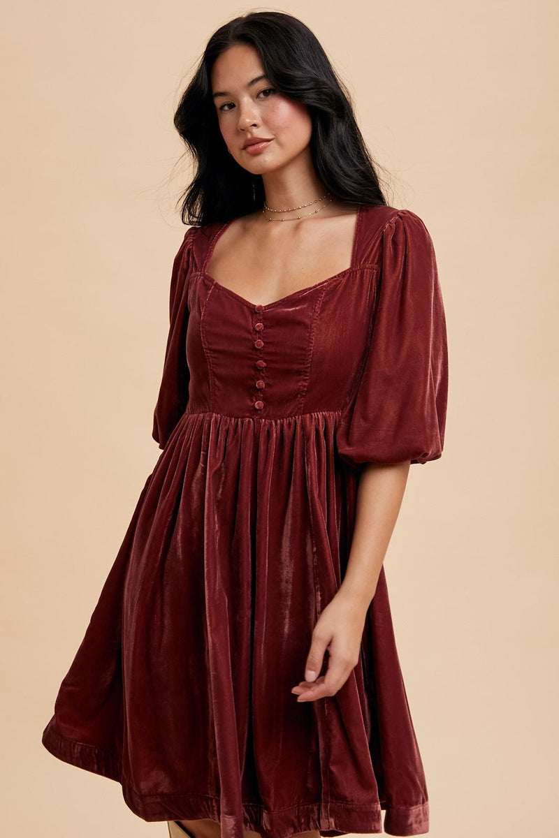 SWEETHEART VELVET MINI DRESS