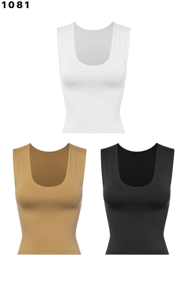 INNER LINED WIDE SHOULDER TANK (One Size - 3 colors)