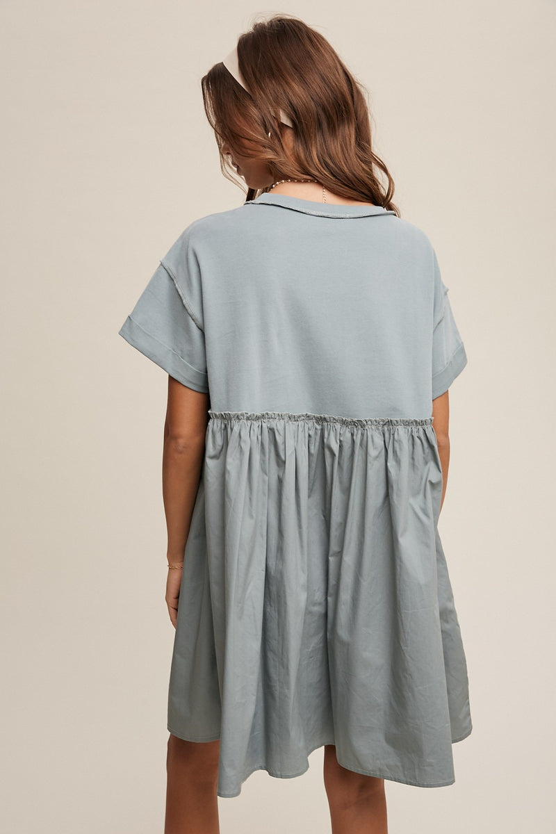 Romantic Flowy T-Shirt Contrast Dress- Final Sale