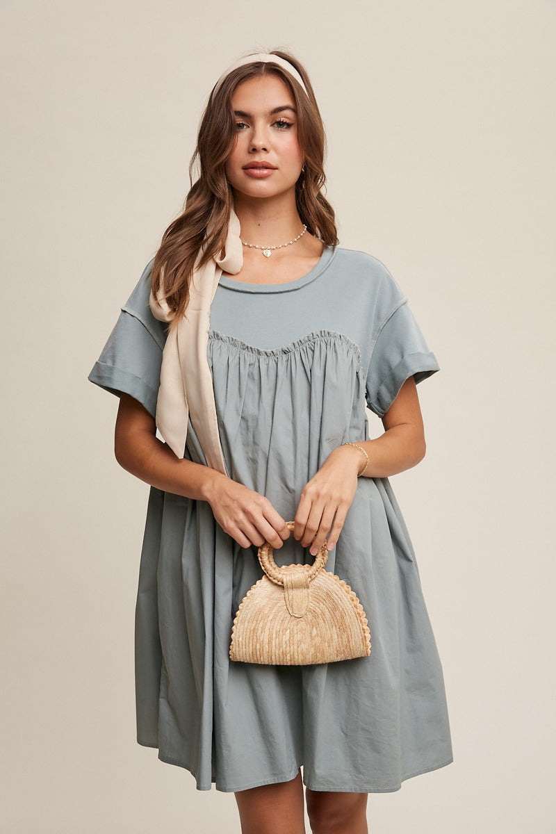 Romantic Flowy T-Shirt Contrast Dress- Final Sale