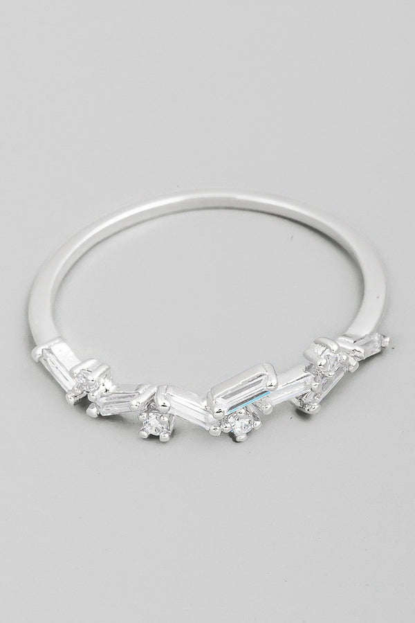 Cubic Zirconia Baguettes Band Ring in Silver