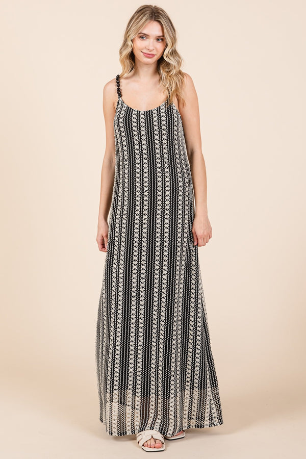 Stripe See-Through Maxi Dress- Final Sale