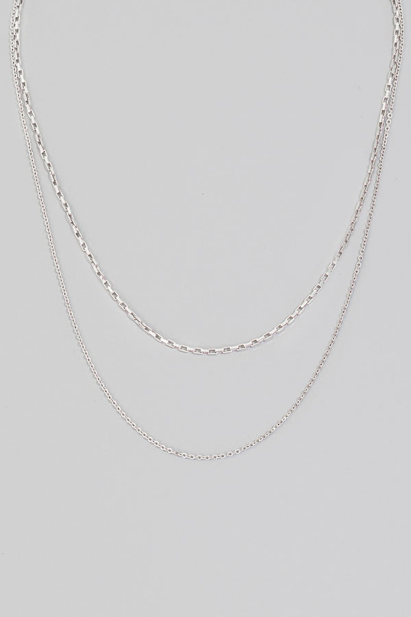 Mixed Dainty Chain Layered Necklace in Silver