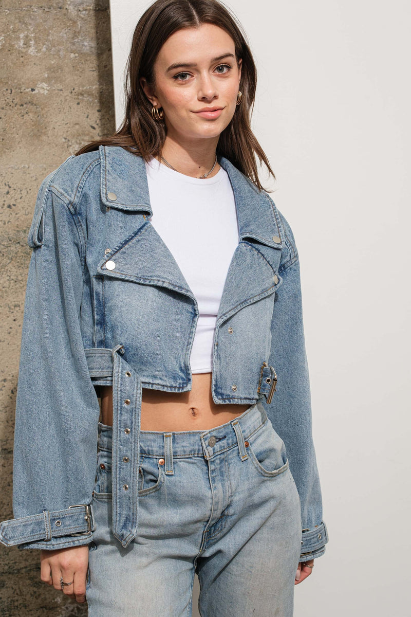 Vintage Loose Fit Cropped Denim Jacket