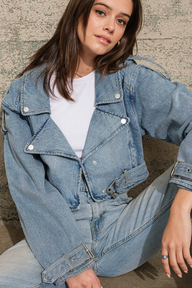 Vintage Loose Fit Cropped Denim Jacket