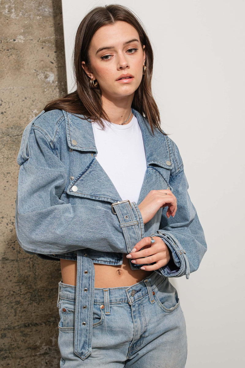 Vintage Loose Fit Cropped Denim Jacket