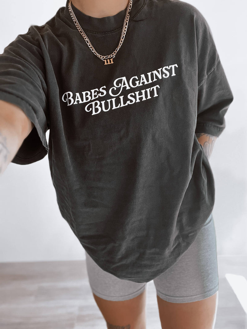 Babes Against Bullshit Feminist Womens Graphic Tee - Smoke (S-XL)