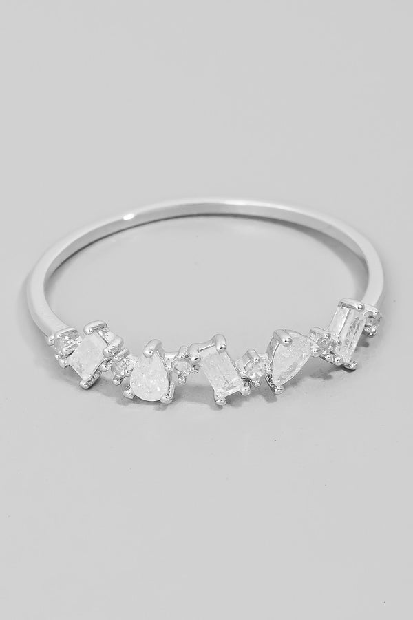 Assorted Rhinestone Fashion Ring in Silver