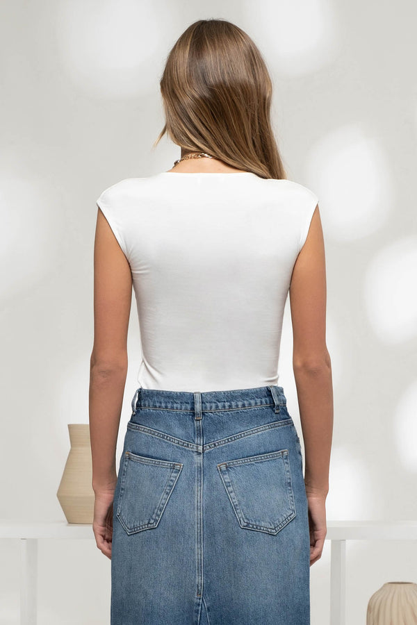 REVERSIBLE KNIT SLEEVELESS CROP TOP in White