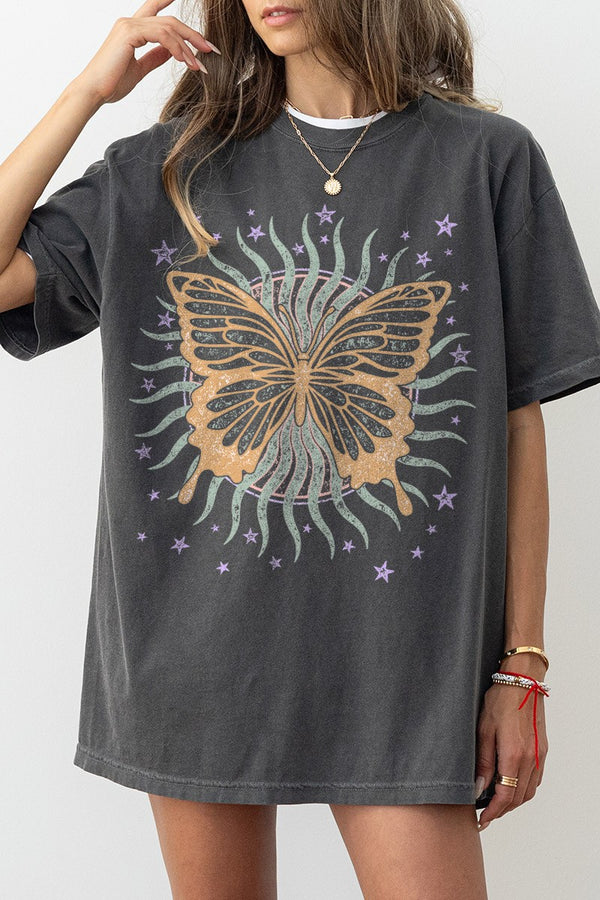 Butterfly Sun Comfort Colors Tee in Pepper