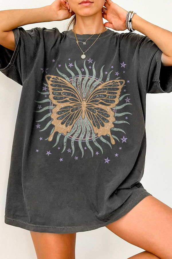 Butterfly Sun Comfort Colors Tee in Pepper