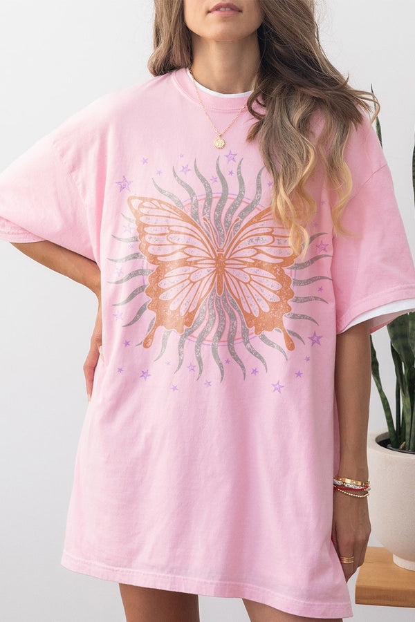 Butterfly Sun Comfort Colors Tee in Blossom Pink