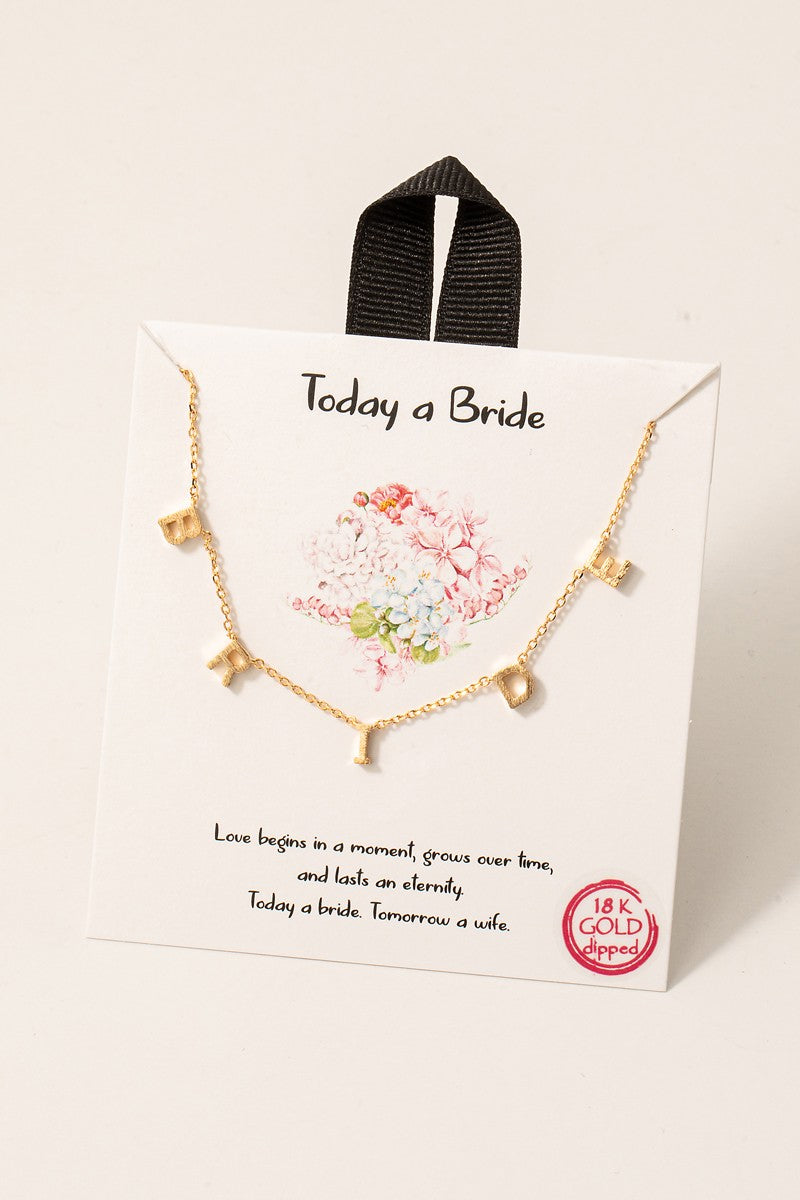 White Gold Dipped Bride Charms Chain Necklace - Rhodium Plated & 18K Gold Dipped