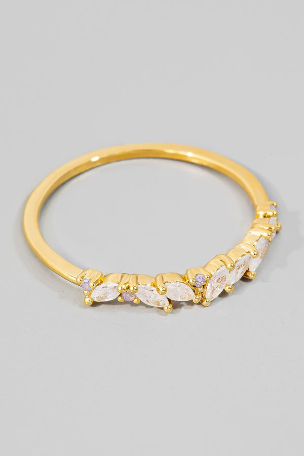 Oval Cubic Zirconia Pave Band Ring in Gold