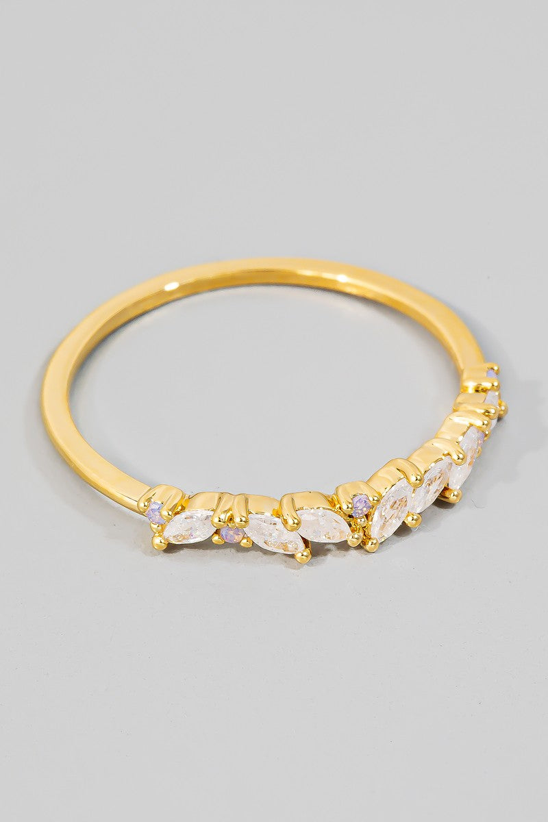 Oval Cubic Zirconia Pave Band Ring in Gold