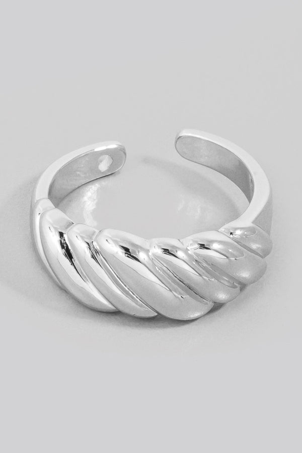 Metallic Open Croissant Ring in Silver