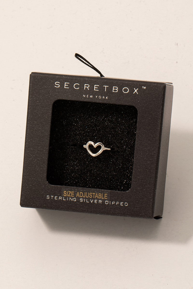 Secret Box Gold Dipped Heart Open Band Ring in Silver