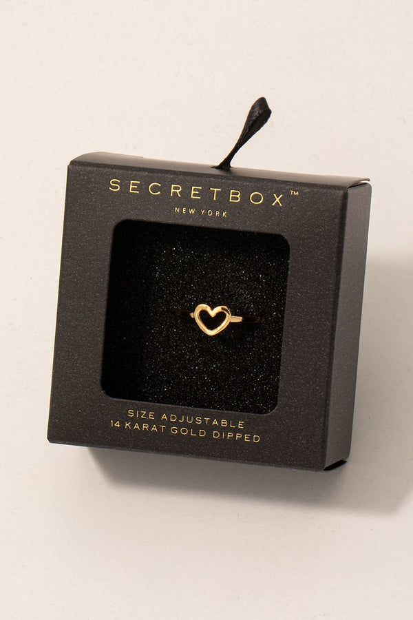 Secret Box Gold Dipped Heart Open Band Ring in Gold