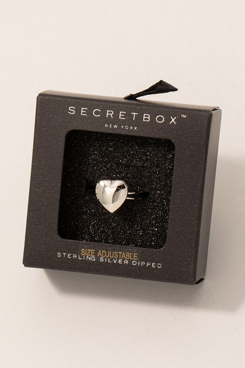 Secret Box Sterling Silver Dipped Heart Locket Open Band Ring (Copy)