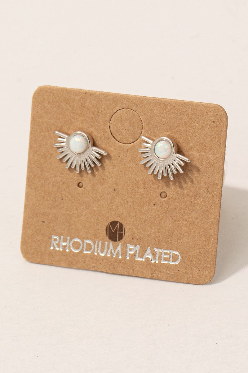 Sunshine Opal Stud Earrings - Silver