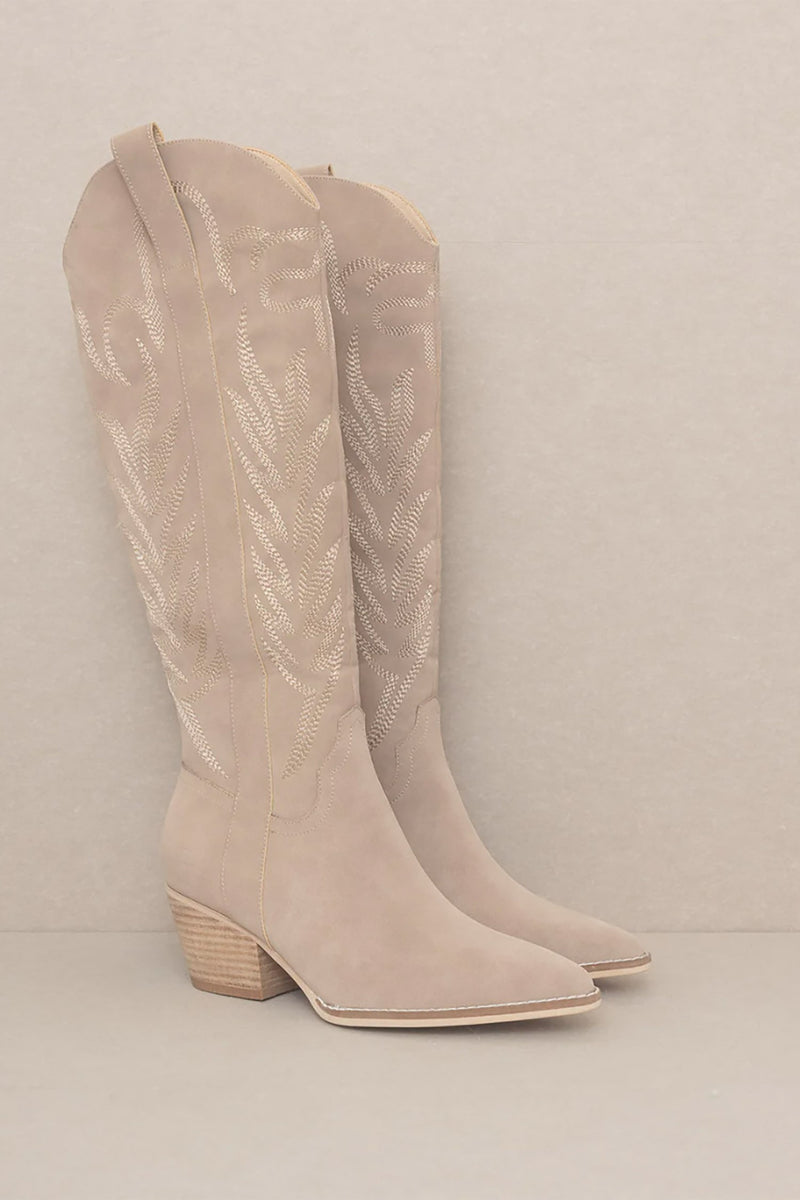 The Samara Cedarwood | Embroidered Tall Boot - OASIS SOCIETY