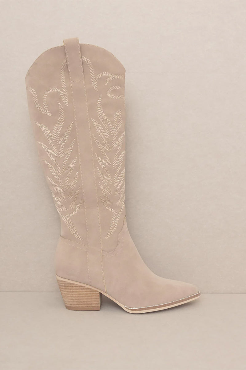 The Samara Cedarwood | Embroidered Tall Boot - OASIS SOCIETY