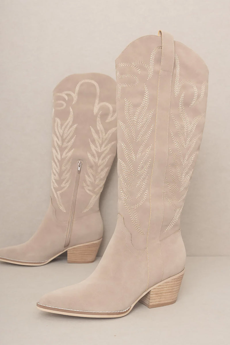 The Samara Cedarwood | Embroidered Tall Boot - OASIS SOCIETY