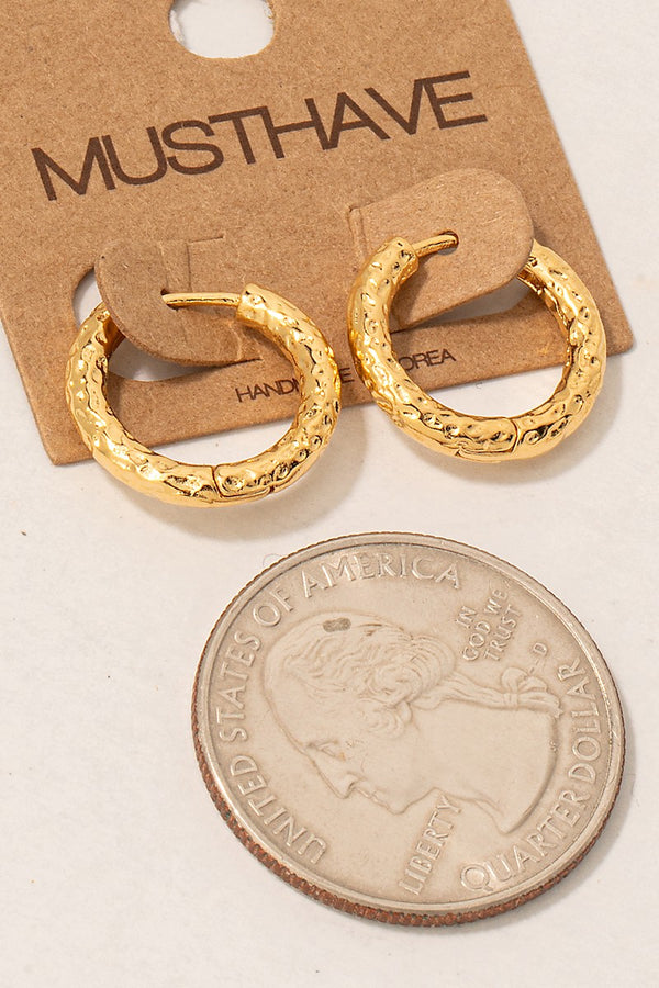 Gold Dipped Textured Hoop Earrings