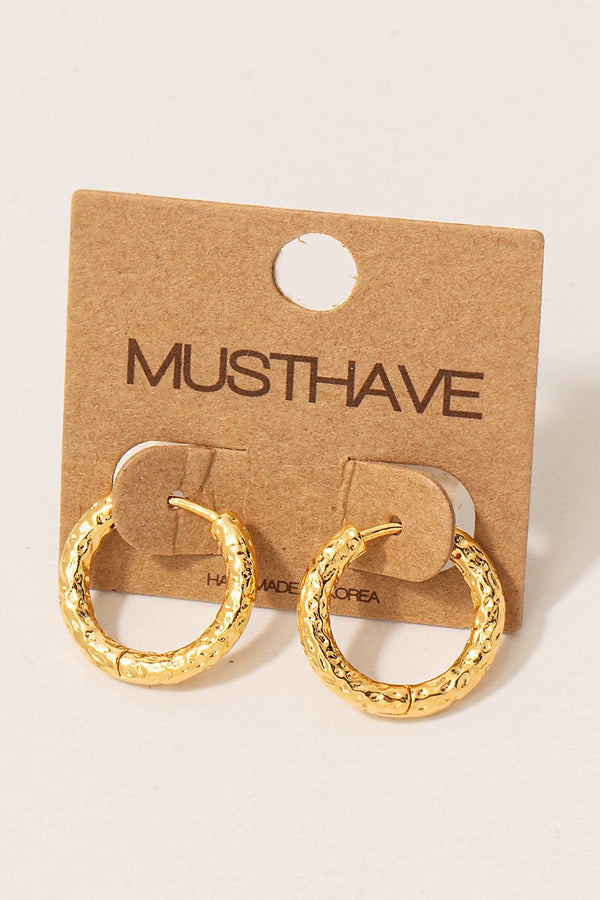 Gold Dipped Textured Hoop Earrings