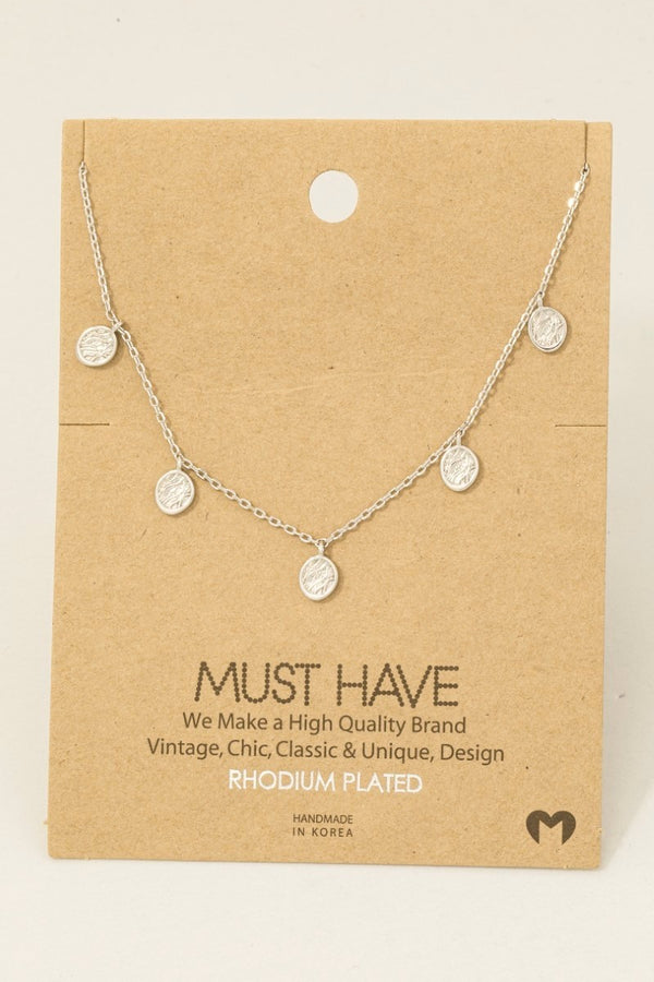 Mini Eye Of Horus Station Charms Necklace - Rhodium Plated & 18K Gold Dipped