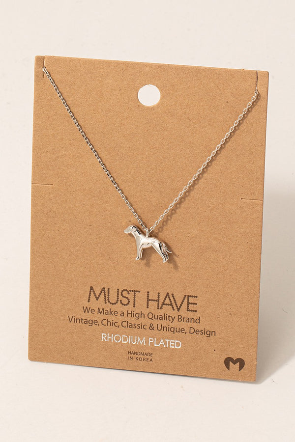 Dog Pendant Necklace - Rhodium Plated