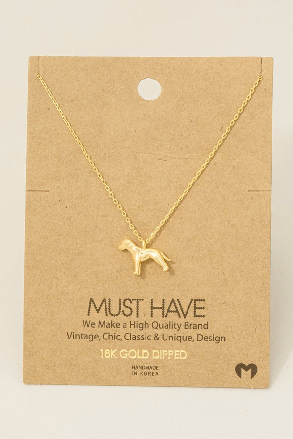 Dog Pendant Necklace - Rhodium Plated & 18K Gold Dipped