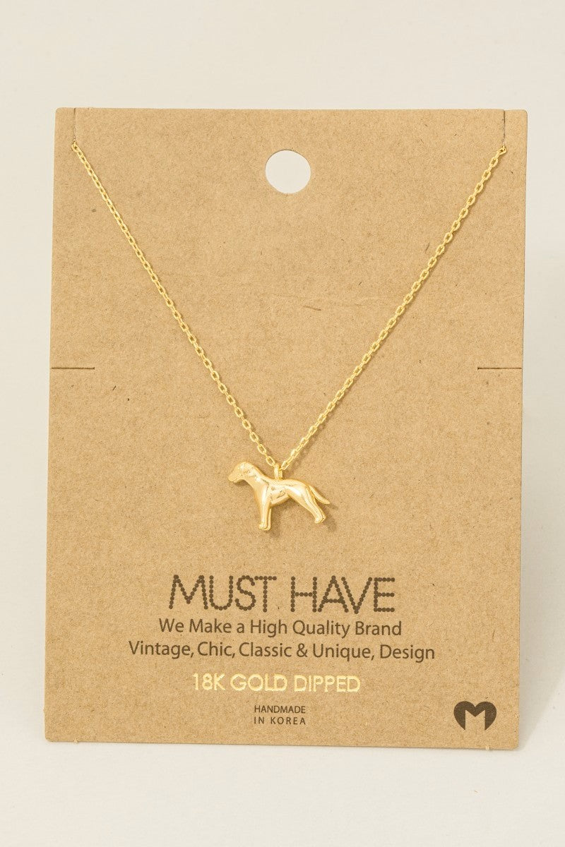 Dog Pendant Necklace - Rhodium Plated & 18K Gold Dipped