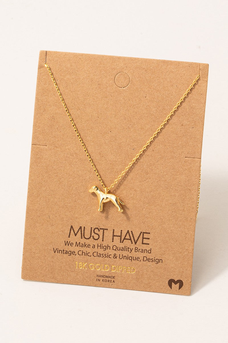 Dog Pendant Necklace - Gold Dipped