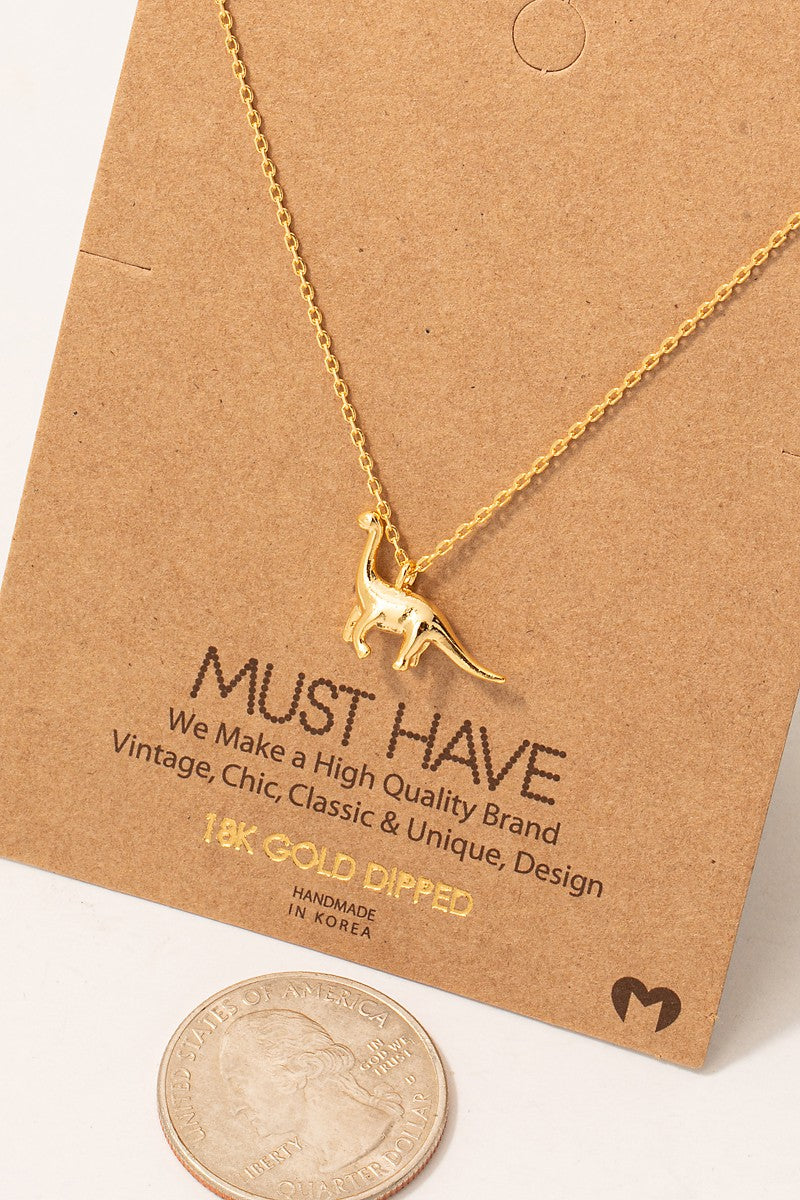 Gold Dipped Brachiosaurus Dinosaur Pendant Necklace