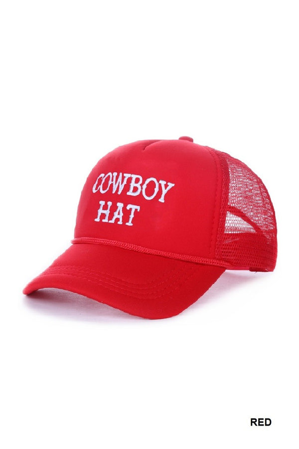 The Cowboy Hat Baseball Mesh Cap in Red (One Size)