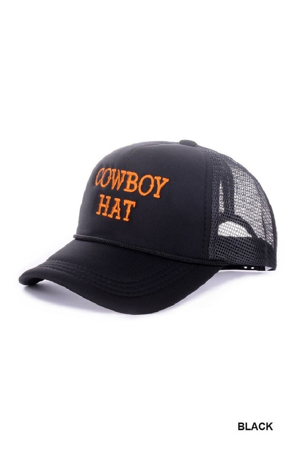 The Cowboy Hat Baseball Mesh Cap in Black (One Size)