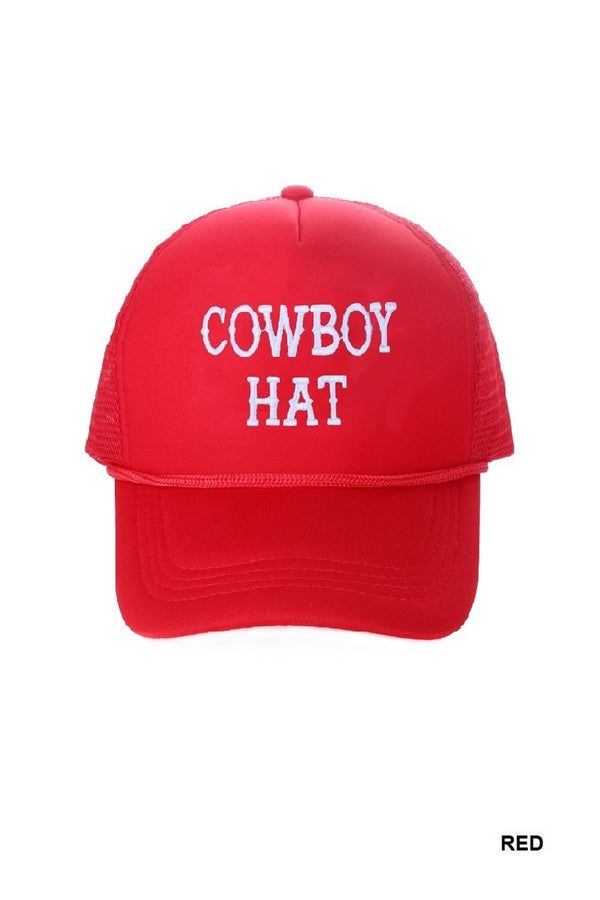The Cowboy Hat Baseball Mesh Cap in Red (One Size)