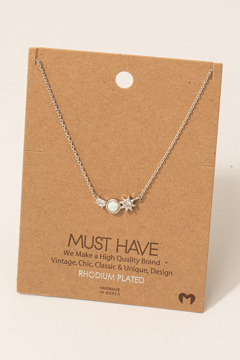 Mixed Mini Charms Necklace - Rhodium Plated