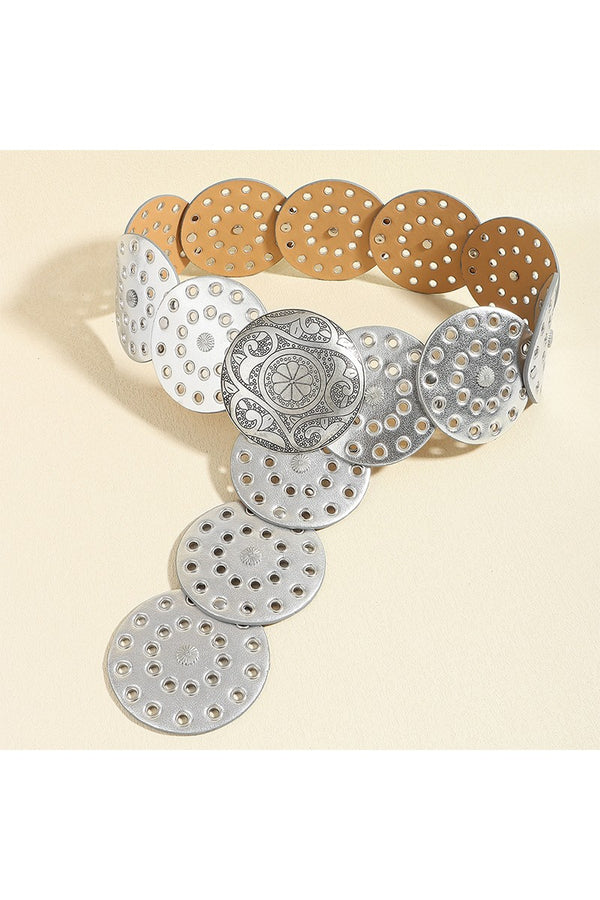 Metallic Western Wide Belted in All Silver