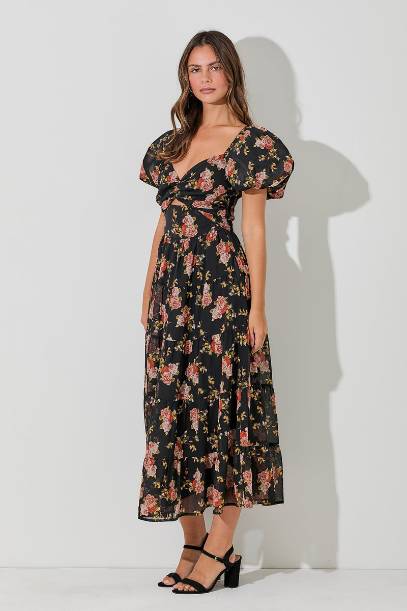 PRINTED FLORAL MAXI DRESS