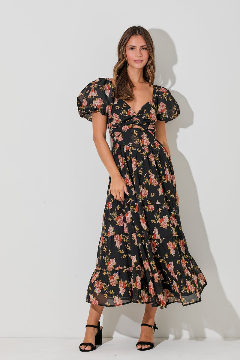 PRINTED FLORAL MAXI DRESS