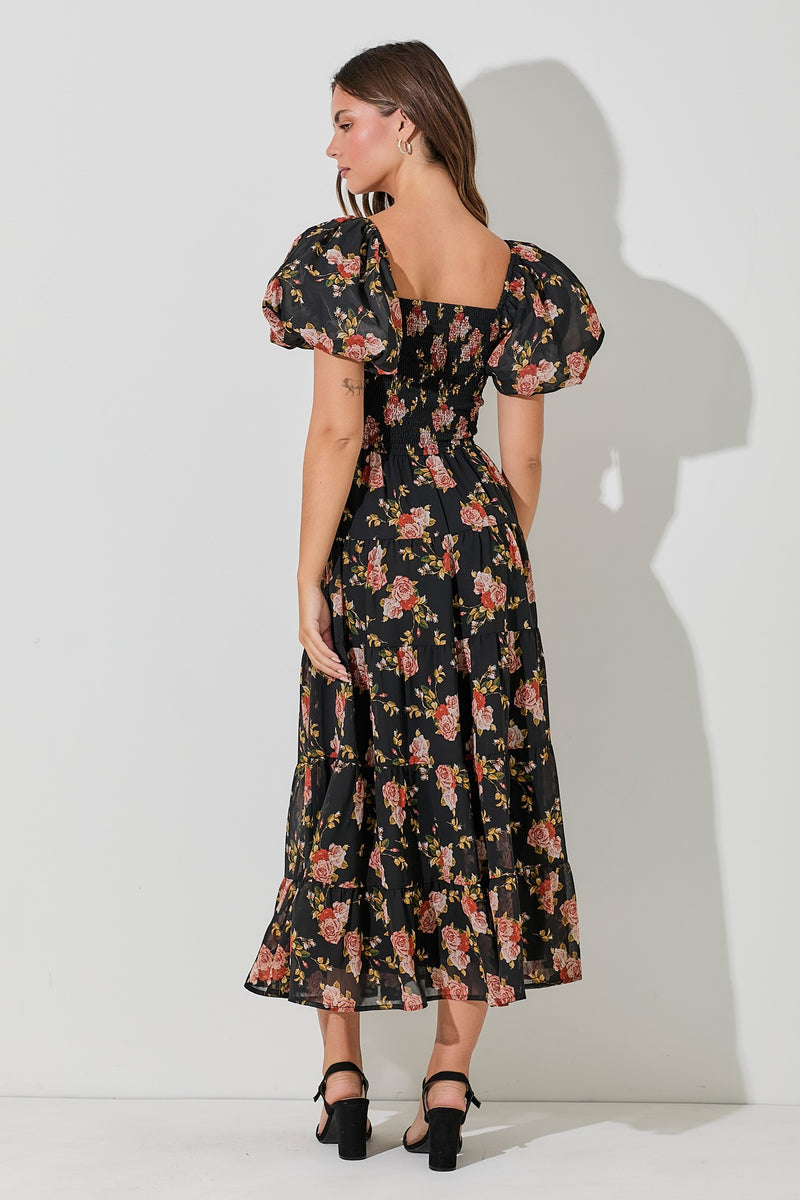 PRINTED FLORAL MAXI DRESS